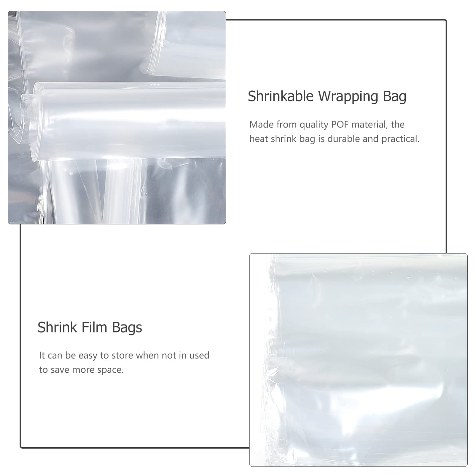 200 Pièces Film Rétractable Thermorétractable Sous Vide - Sacs Emballage Alimentaire Transparent 20x8cm
