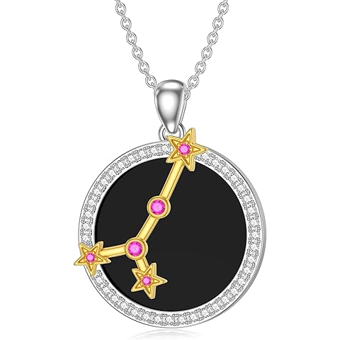 Cancer Zodiac Necklaces for Women 925 Sterling Silver Embellished with Black Agate ...