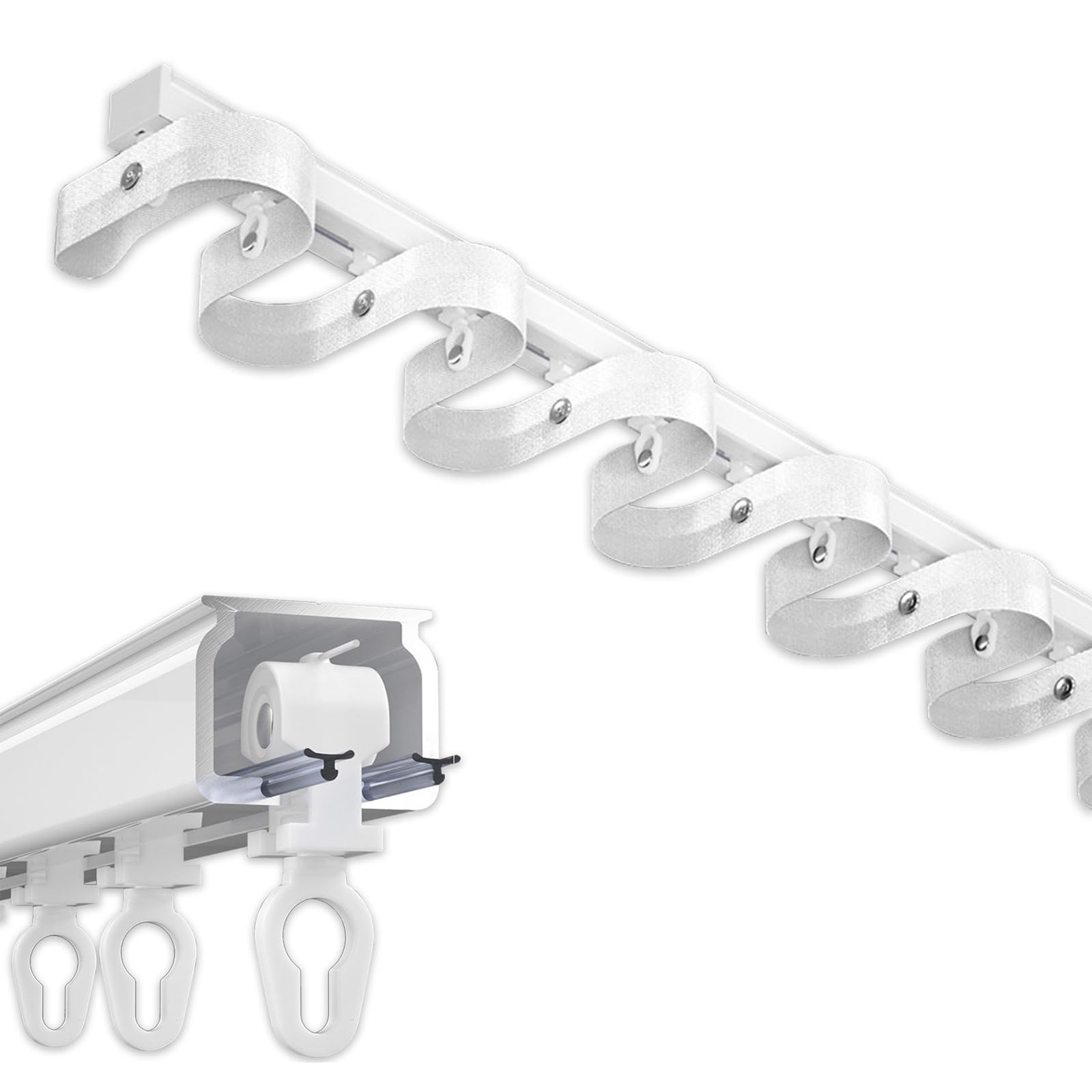 Szyna do zasłon, aluminiowa szyna sufitowa do zasłon przesuwnych, wytrzymały system zasłon ściennych, 110 cm