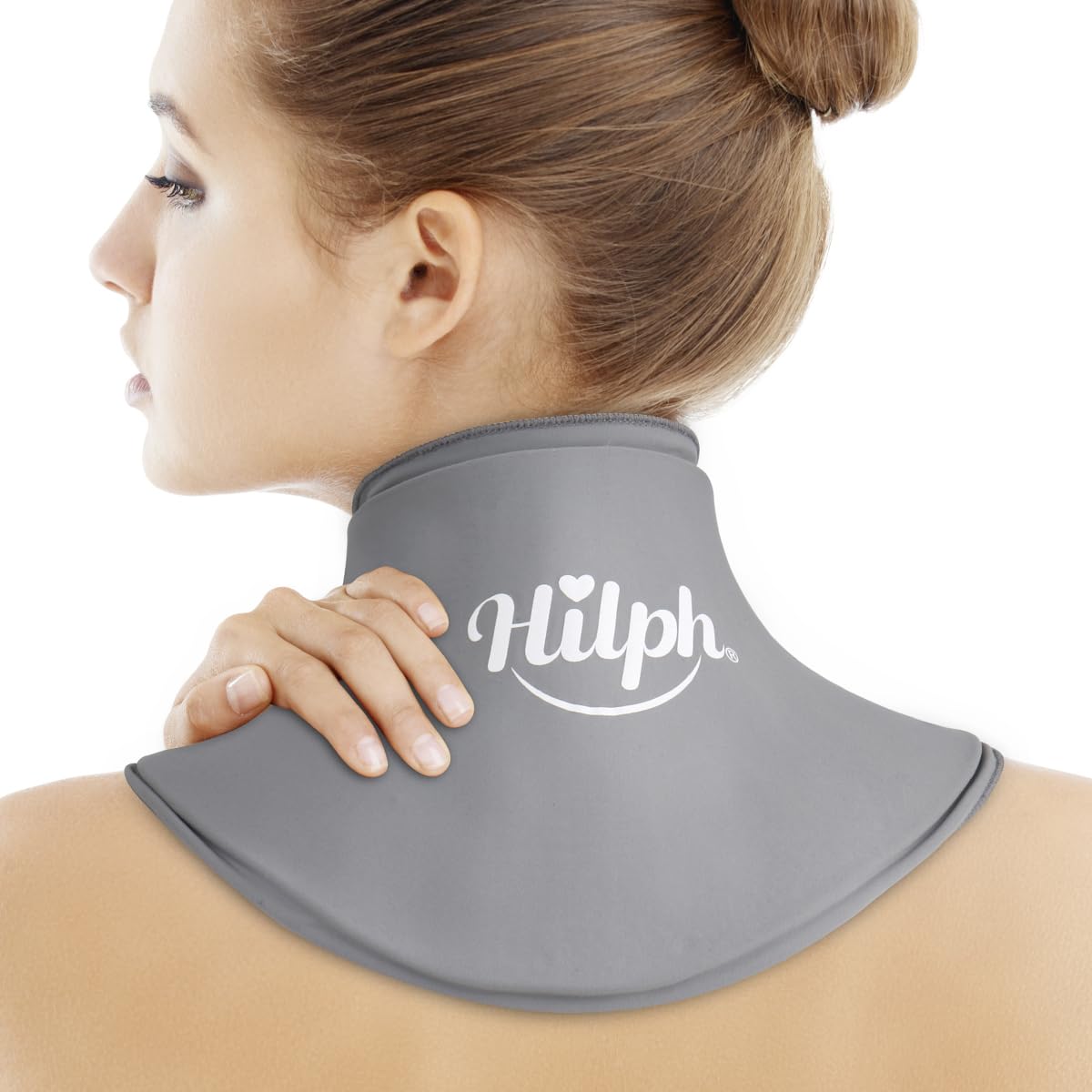 Hilph Neck Ice Pack for Injuries, Flexible Gel Ice Pack Wrap for Neck and Cervical Hot Cold Therapy for Sports Injuries, Swelling, Neck Pressure, Cervical Surgery - Grey
