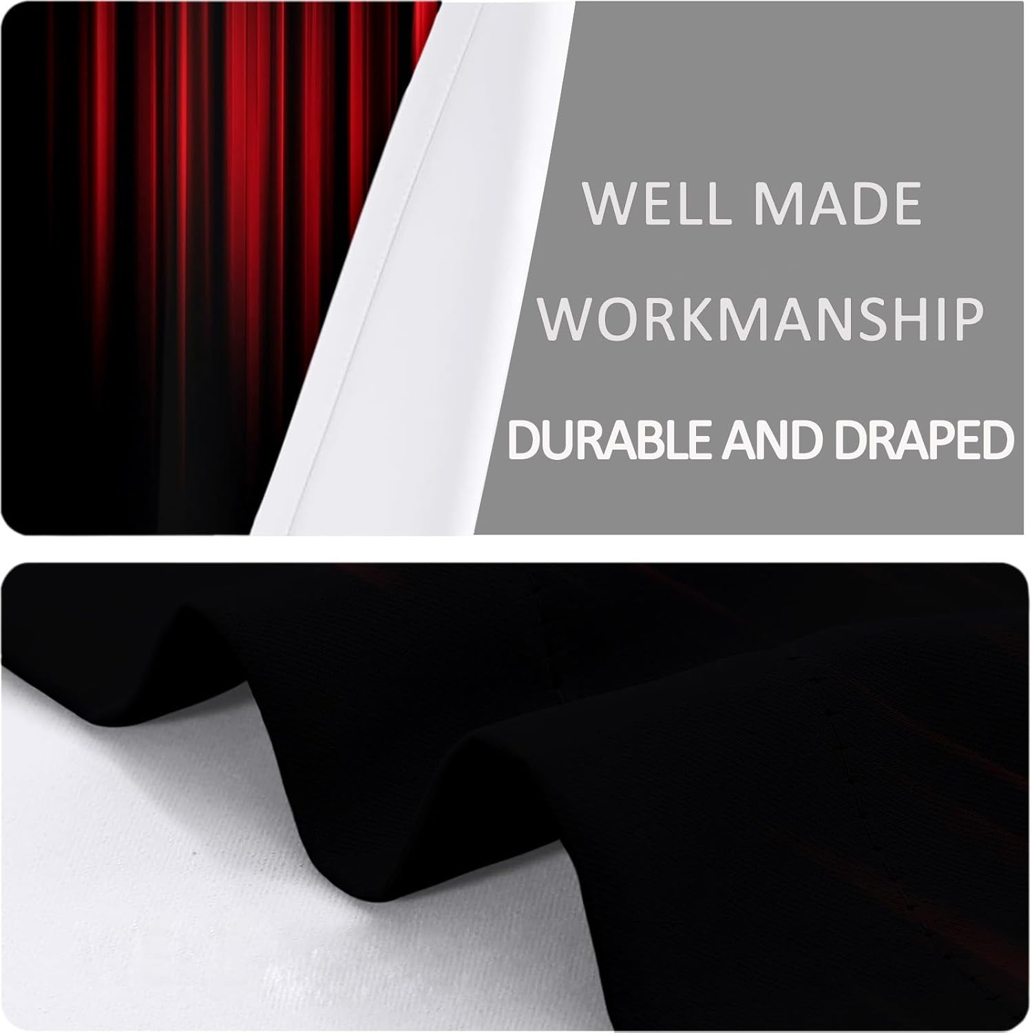 Red Curtain Theater Stage Background Blackout Curtains, Black Grommet Privacy Window Treatments Drapes, Darkening Thermal Curtains, for Bedroom Living Room Home Decor 28W X 63L Inches 2 Panels