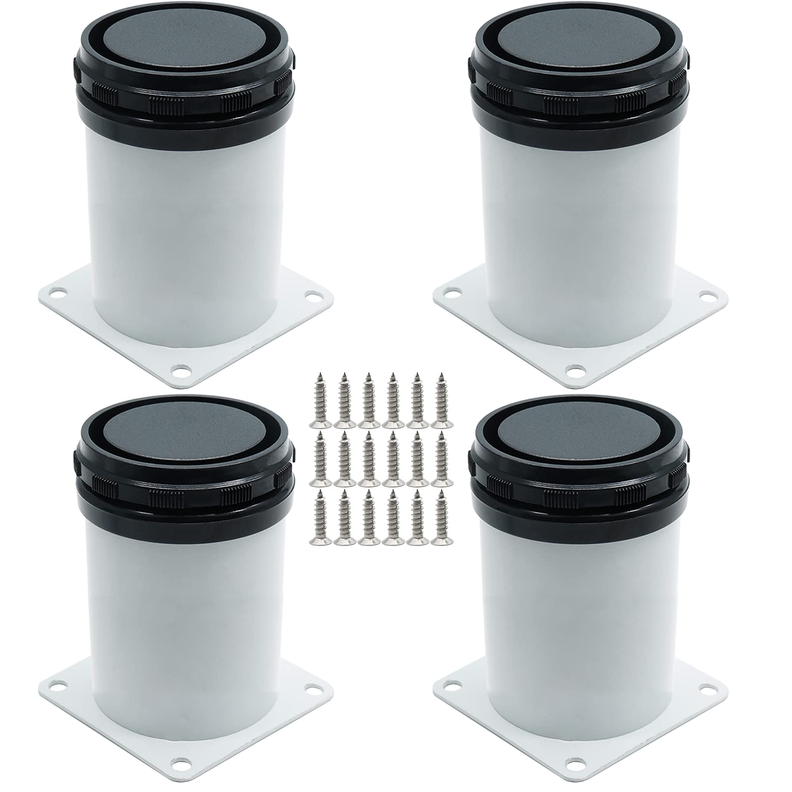 Kyuionty 4 Pack Adjustable Furniture Legs 4 Inch, Stainless Steel Adjustable Legs Metal Cabinet Legs, Round Replacement Legs for Table, Cabinets,