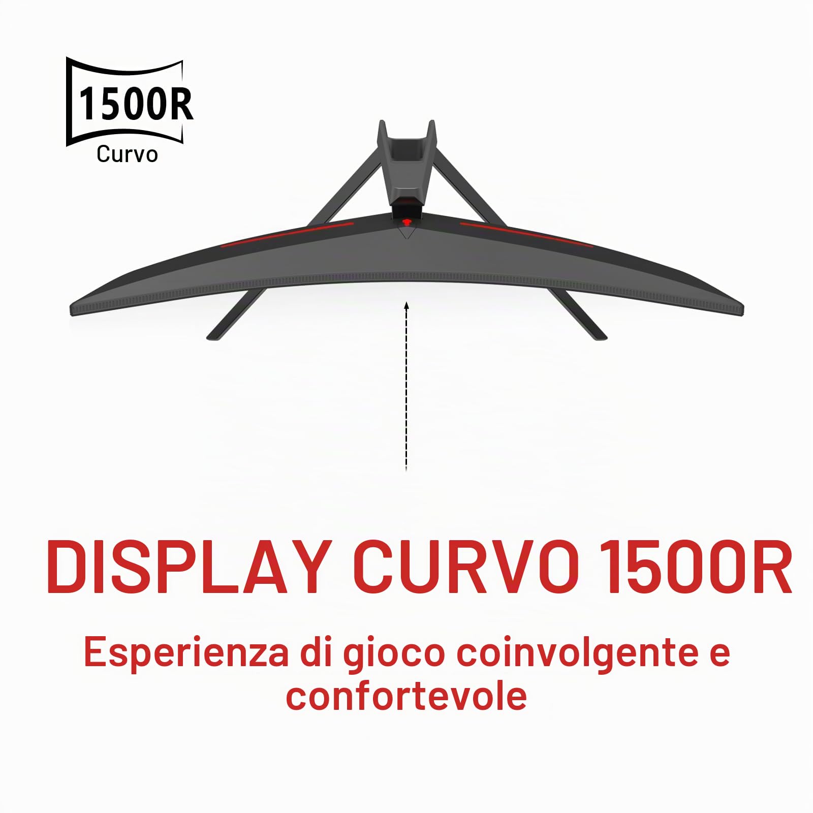 Itek monitor GGC - 27" Curvo, 2560x1440 WQHD, HDR400, Pannello VA da 165 Hz, Risposta 1 ms, FreeSync, G-Sync, Adaptive Sync, 2xHDMI, 2x Display Port, Flicker Free