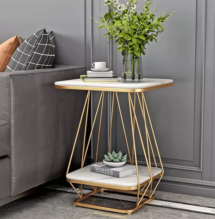 CROWN ART SHOPPEE Modern Bedside Cabinet Table Engineered top Metal Table fo r Living Room, Bedroom,Farm House, Study Industrial Balcony etc (chakor-wh)-image-45