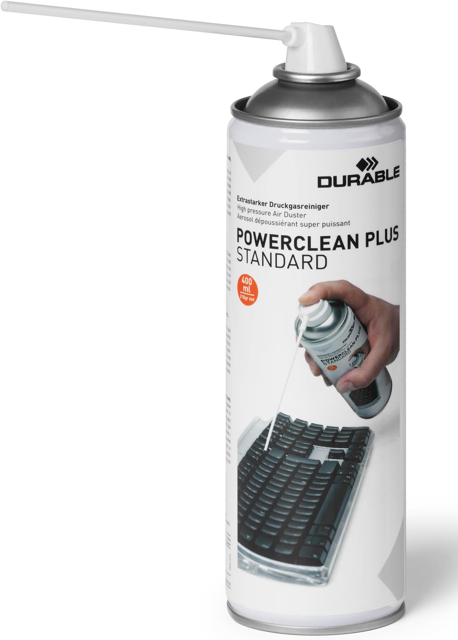Durable POWERCLEAN Extra-Strong Compressed Air Duster, HFC-Free and Electronics Safe Canned Air Cleaner, PC and Keyboard Condensed Spray Can, 400ml