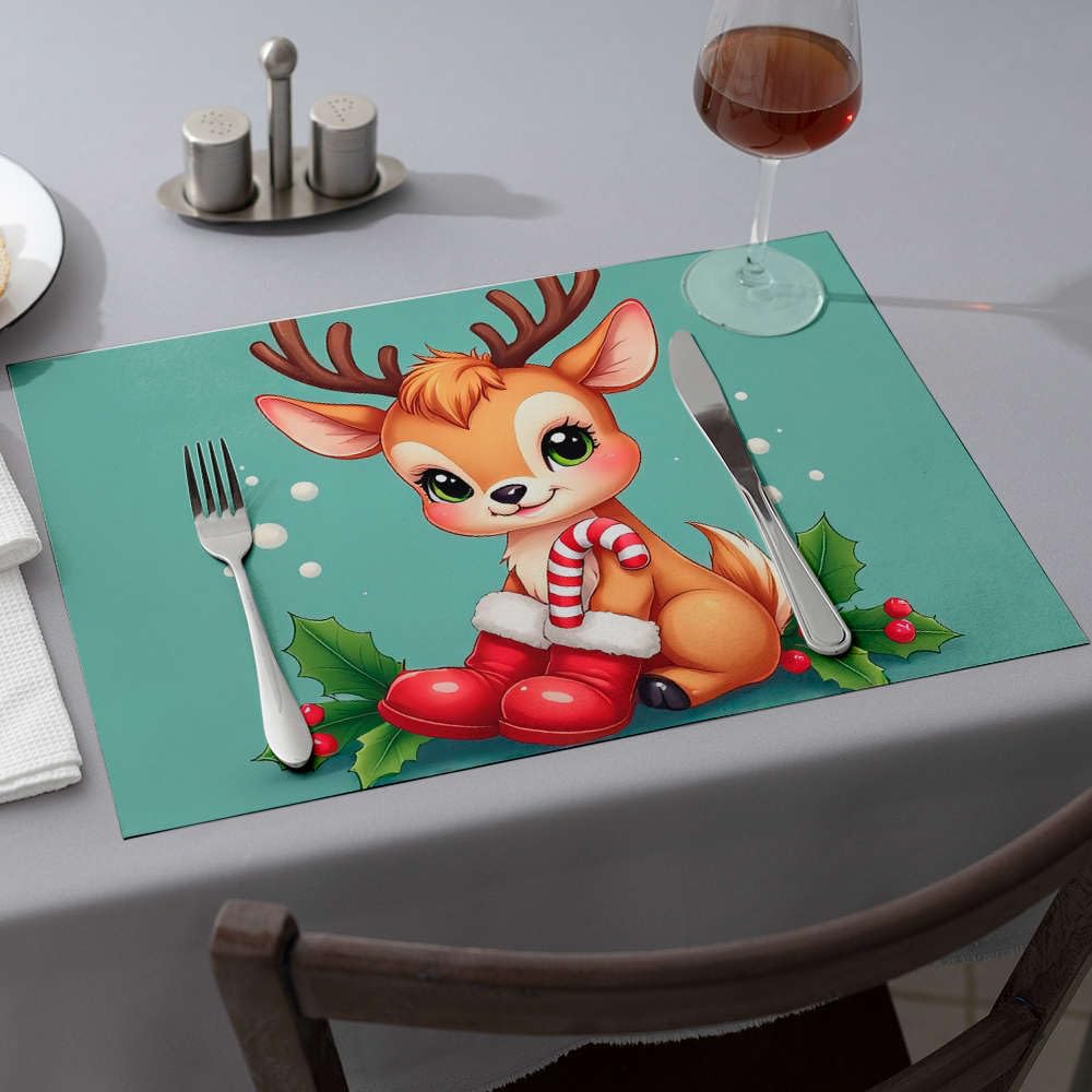 Sets de table d'été Comedor renne et bottes rouges pour décoration de table