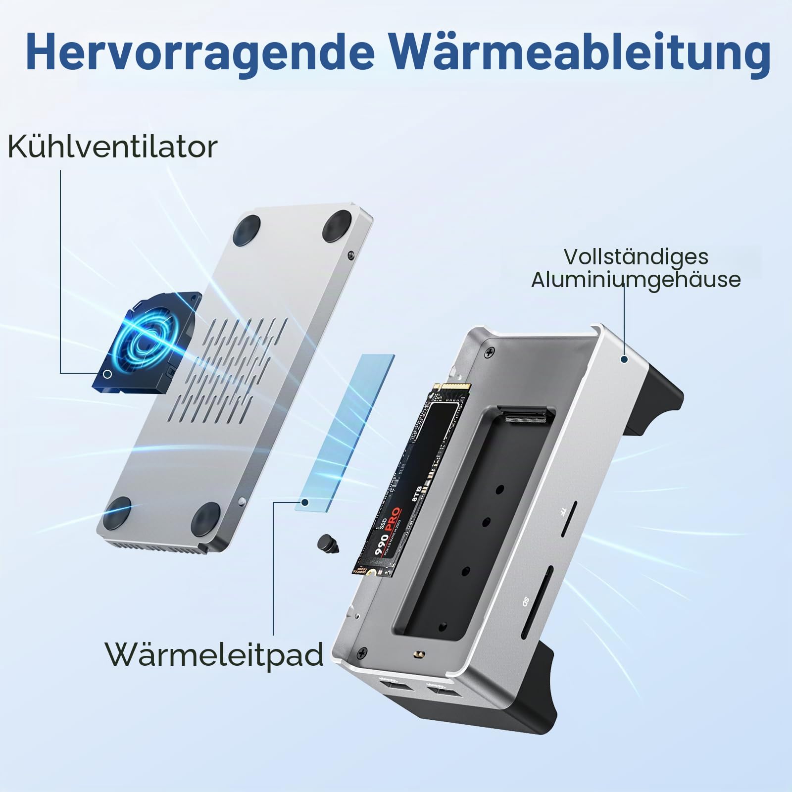ANYOYO Mac mini M4 Dock & Ständer, 9-in-1 Aluminium 10 Gbit/s M.2 NVMe SSD-Gehäuse mit 4K@60Hz HDMI,10Gbps USB 3.1 Hub, SD/TF 3.0 Kartenleser, USB 2.0 Docking Station