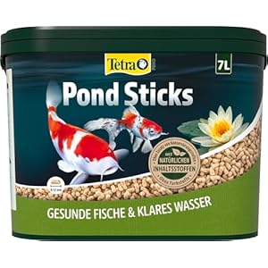 Tetra Pond Sticks – Fischfutter für alle Teichfische, unterstützt gesunde Fische und klares Wasser im Teich, 7 L Eimer
