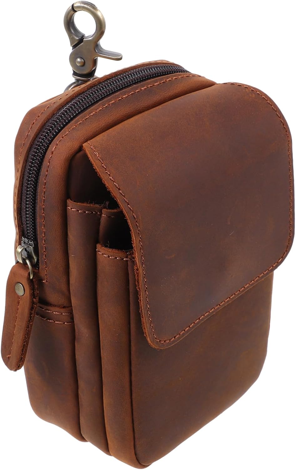 Retro Leather Waist Bag for Phone Multi-functional Outdoor Sports Pouch Anti-lost Design for Running Hiking and Work Chic and Practical Mini Belt Bag for Men