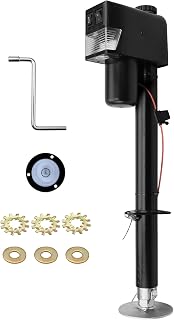RVMATE Electric A-Frame Trailer Jack up to 3500lbs Heavy Duty RV Electric Power Tongue Jack with Accessories Manual Crank Handle and Level, 18" Lift, 12V DC and Bright LED Lights, Black