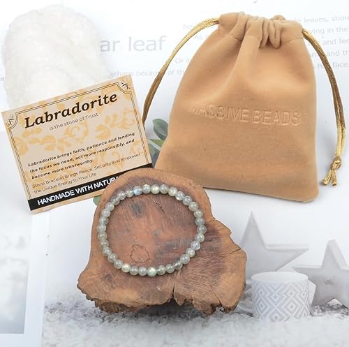 Vista 715 de MASSIVE BEADS Pulsera elástica de yoga hecha a mano con piedra natural, cristal curativo, energía, regalos para adultos unisex de 0.157 in, 0.236