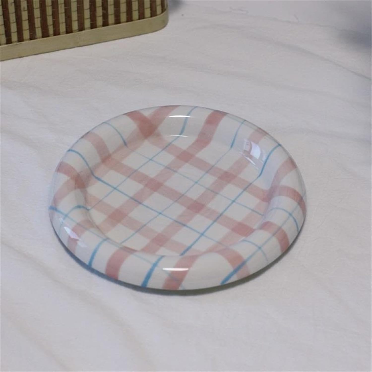 Dinner Plate Set 8 Inch Home Ceramic Plates, Checked Plate, Graffiti Plate, Cheap Breakfast Dessert Plate, Fruit Plate for Kitchen Restaurant Creative Ceramic Plate (Colour: 2)