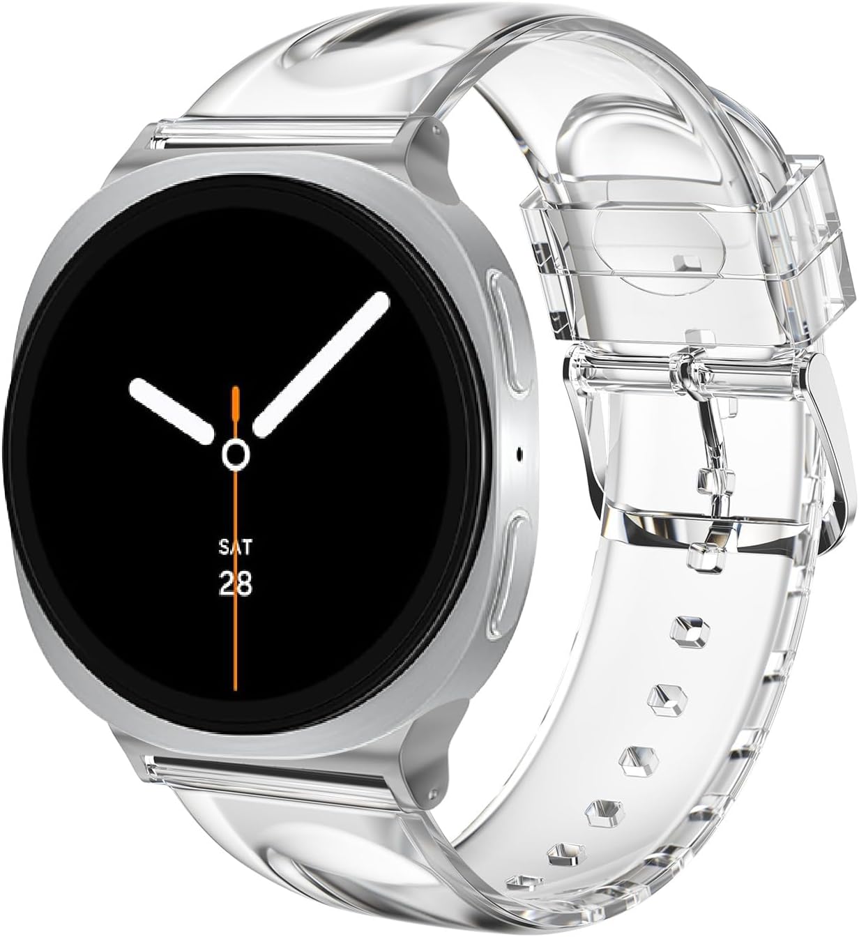 iiteeology Clear Band Compatible with Samsung Galaxy Watch 8 Band 40/44/46mm, Transparent Soft Silicone Bands for Galaxy Watch 8 Classic 2025 Women