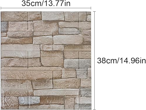 Miniatura 9 de 10 calcomanías de espuma 3D para despegar y pegar, 14 pies cuadrados, autoadhesivas, azulejos decorativos de ladrillo de piedra sintética para