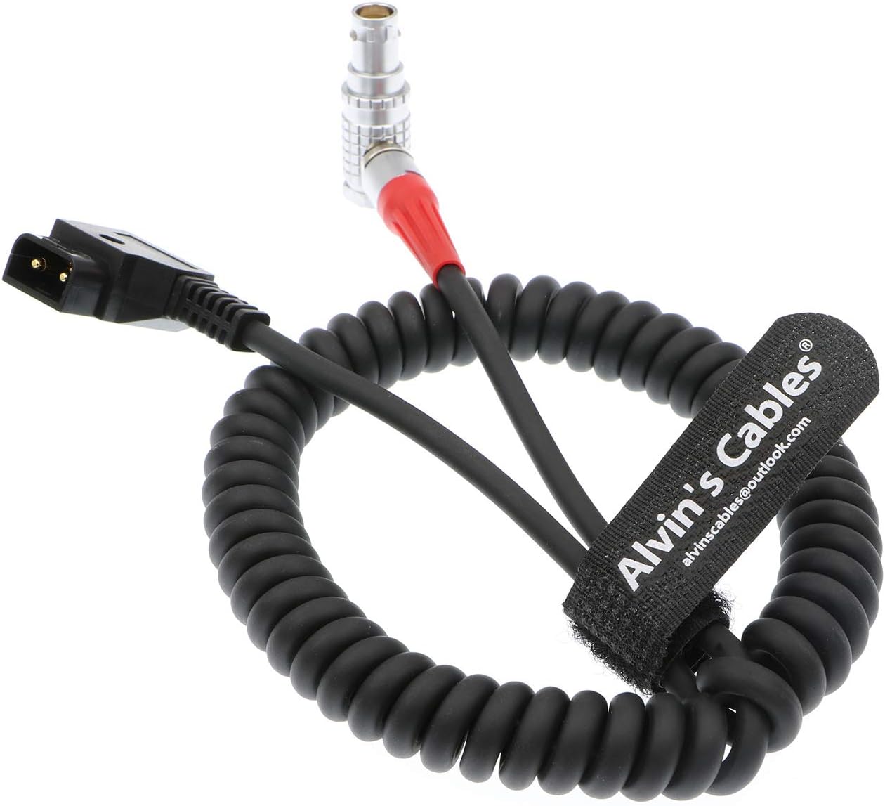 Alvin's Cables RED DSMC2 Camera Power Coiled Cable 6 Pin Right Angle Female to D Tap Cable for DJI Ronin 4D, RED Komodo-X, V-Raptor, Scarlet, Epic