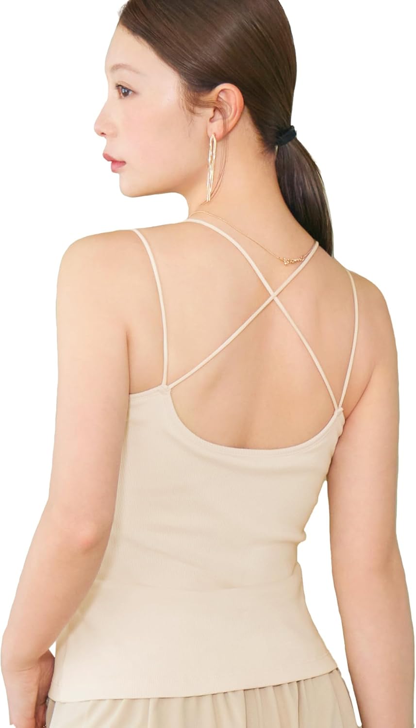 Camisole Women's Cross Back Anti-Sagging Up Fit Top Sleep 24HRS Japan Patented Bambi Water