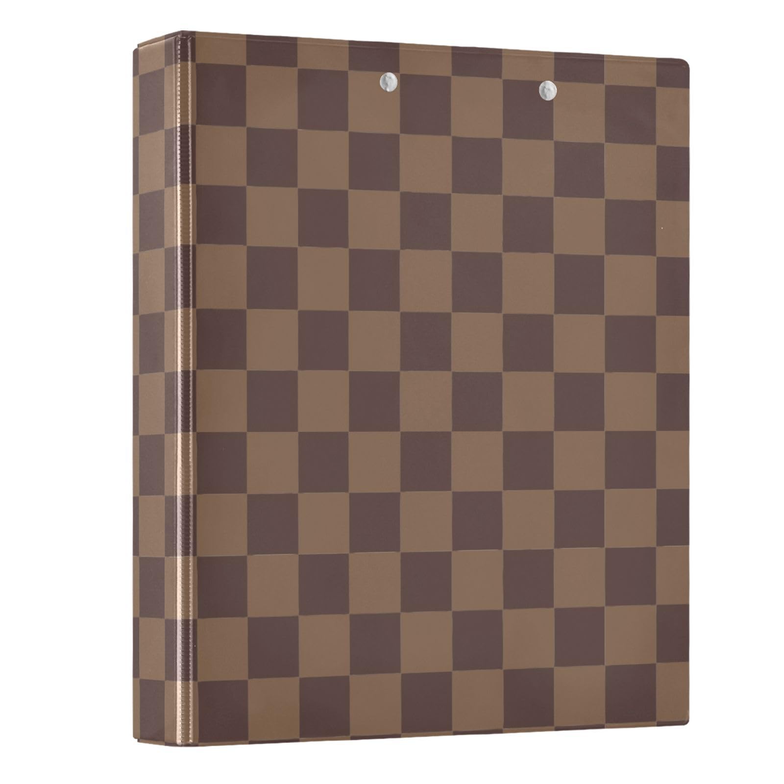 3 Ring Binder Brown Checkerboard B 1.5 inch Binders Three Ring Binders