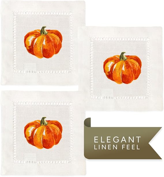Jolitee Decorative Hemstitch Cocktail Napkins, 6