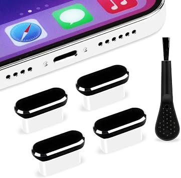 USB C Dust Plug 4-Pack Type-C Charging Port Protector Caps with Cleaning Brush