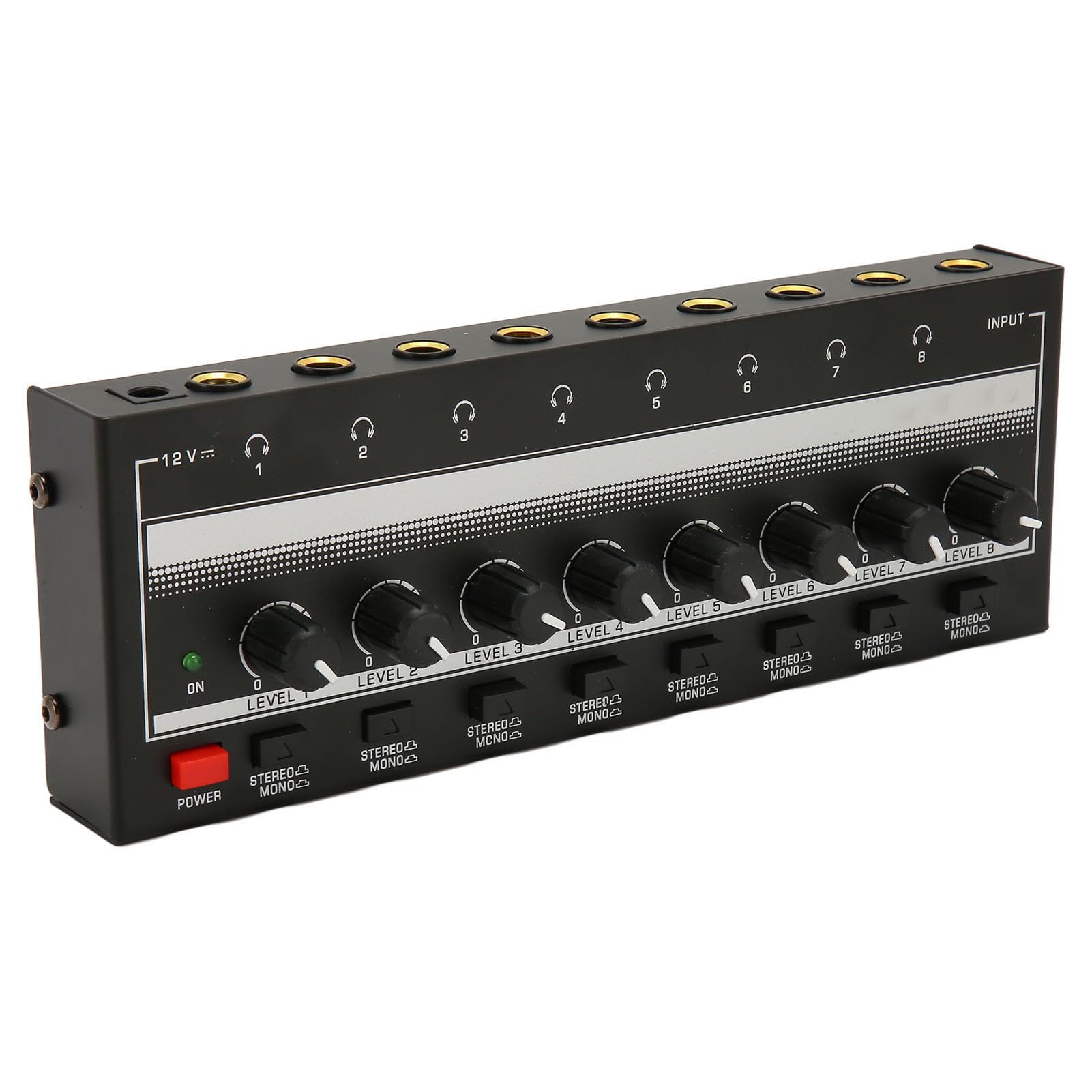 Amplificatore per Cuffie Stereo, Amplificatore per Cuffie Clear Sound 100-240 V Controllo Volume 8 Uscite 1 Canale di Ingresso per Palco (Spina europea)