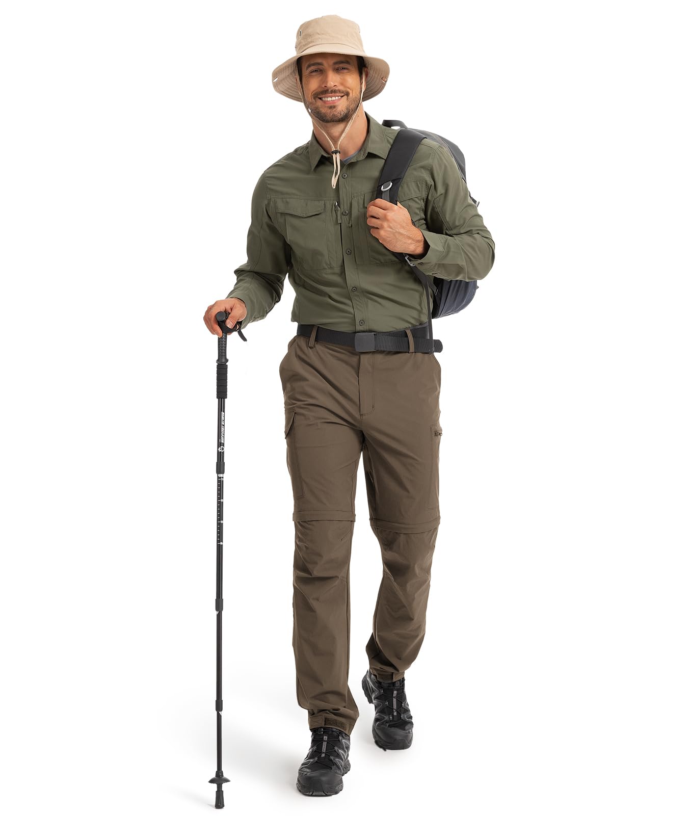 Hiauspor Pantalones de Senderismo para Hombre, Pantalones Transpirables de Secado rápido con Cremallera para Carga de Pesca de Trekking al Aire Libre