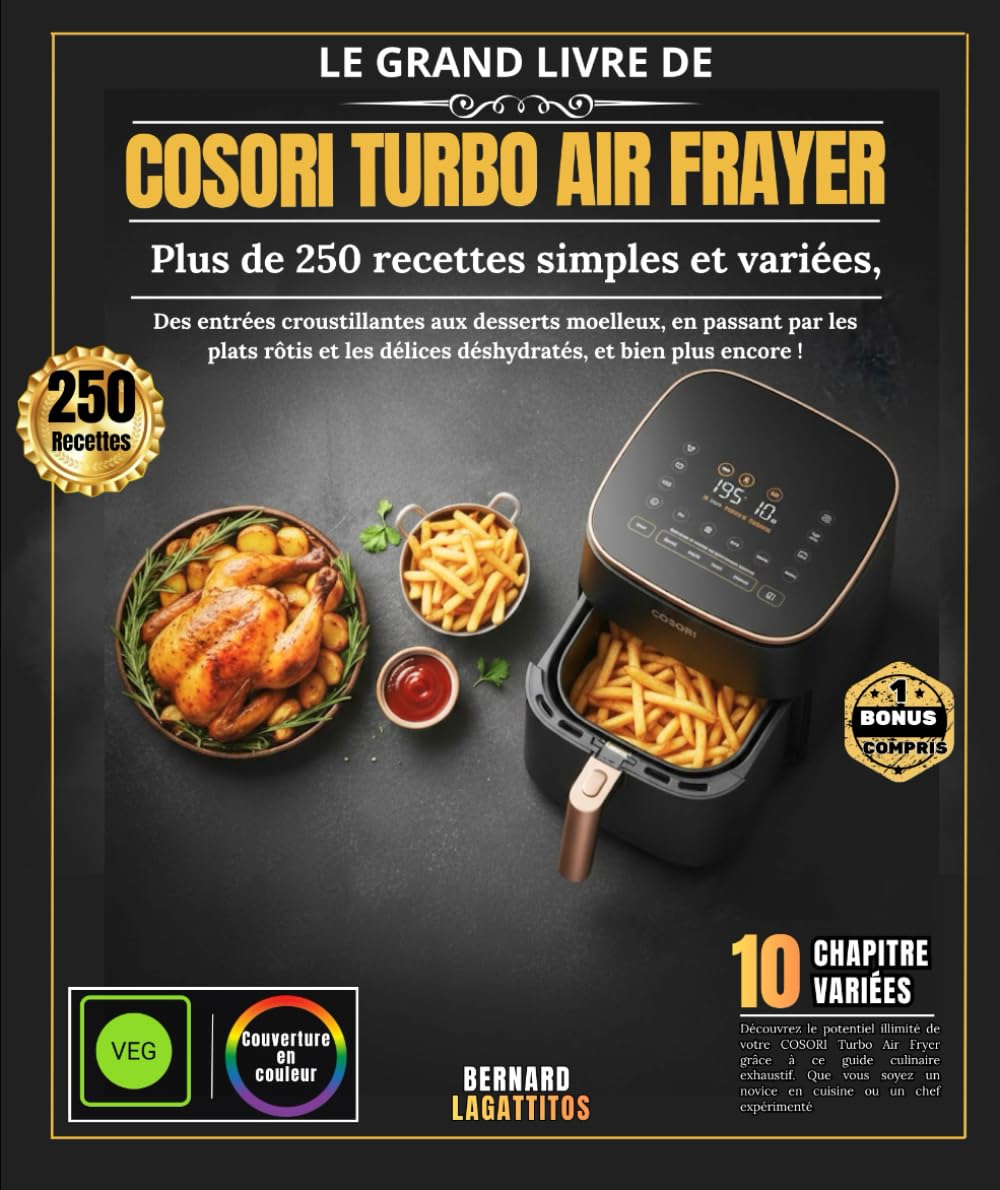 Le Grand Livre Cosori Turbo Air Fryer: Plus de 250 recettes simples et variées, des entrées croustillantes aux desserts moelleux, en passant par les ... les délices déshydratés, et bien plus encore