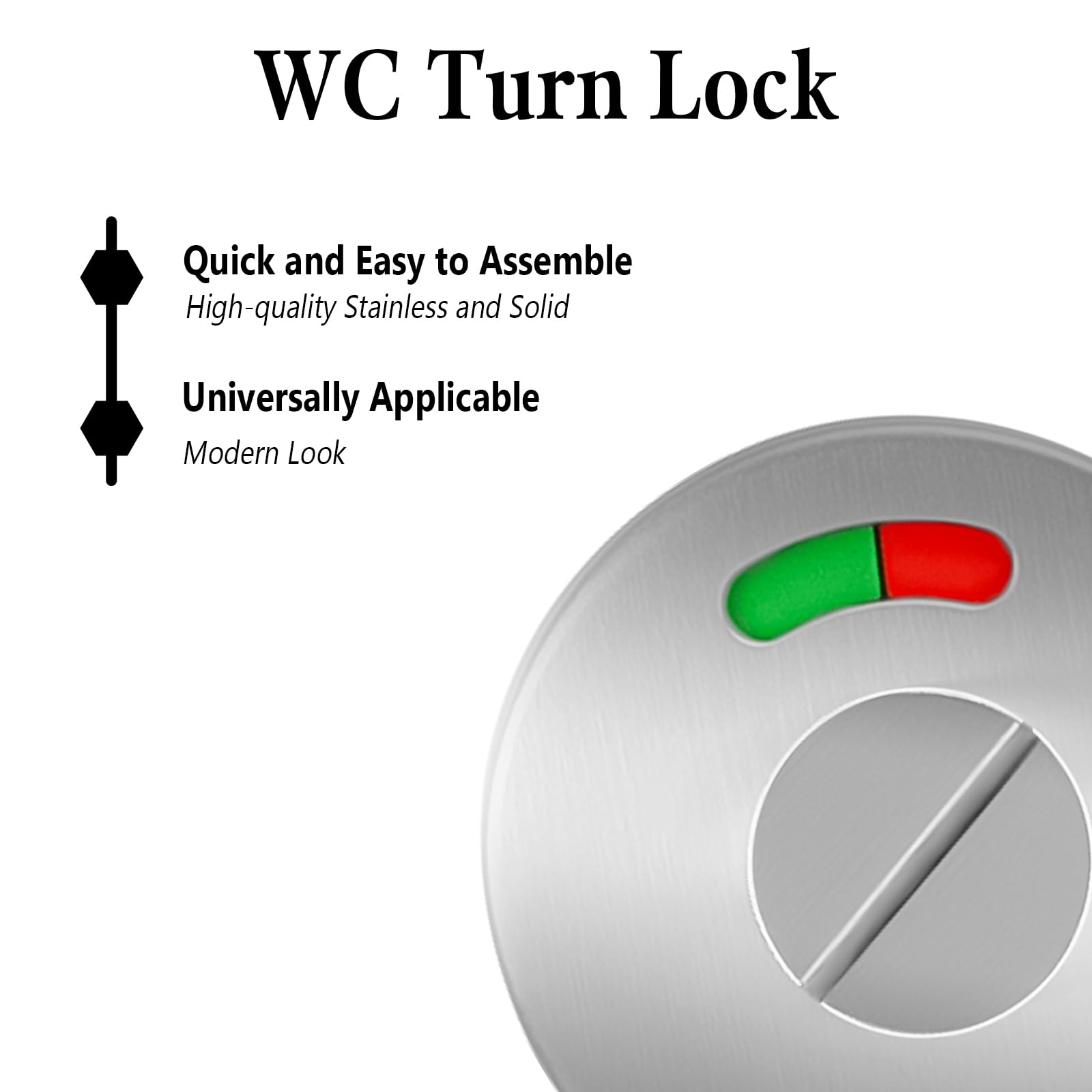 Bathroom Toilet Door Turn and Release Indicator Lock, Stainless Steel Privacy Indicator Door Lock for Toilet Restroom Bathroom Silver - Image 3