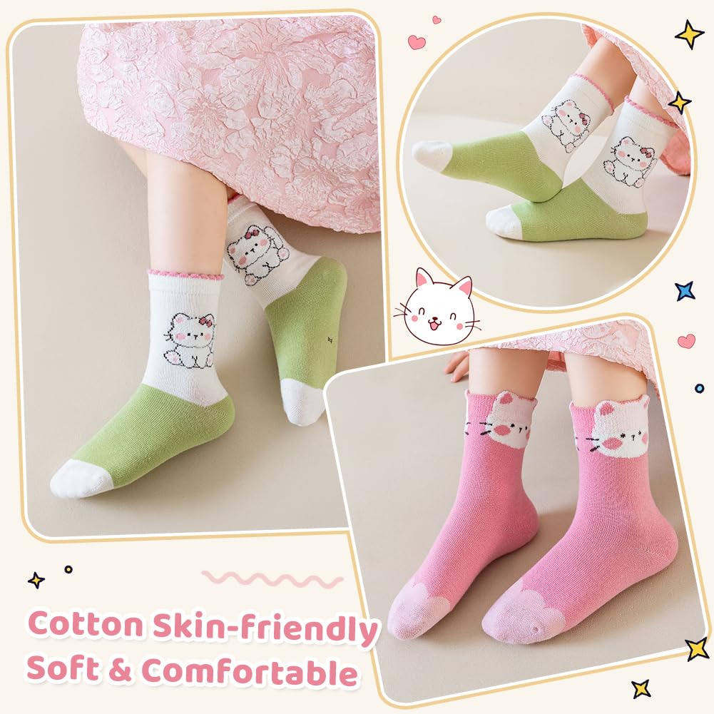 Calcetines para Niños Niña, Calcetines de Pantorrilla, Calcetine Deportivos Algodón Bonitos, Ternera de Rosa Calcetine Gifts para Niñas y Amigas, 5-8 años