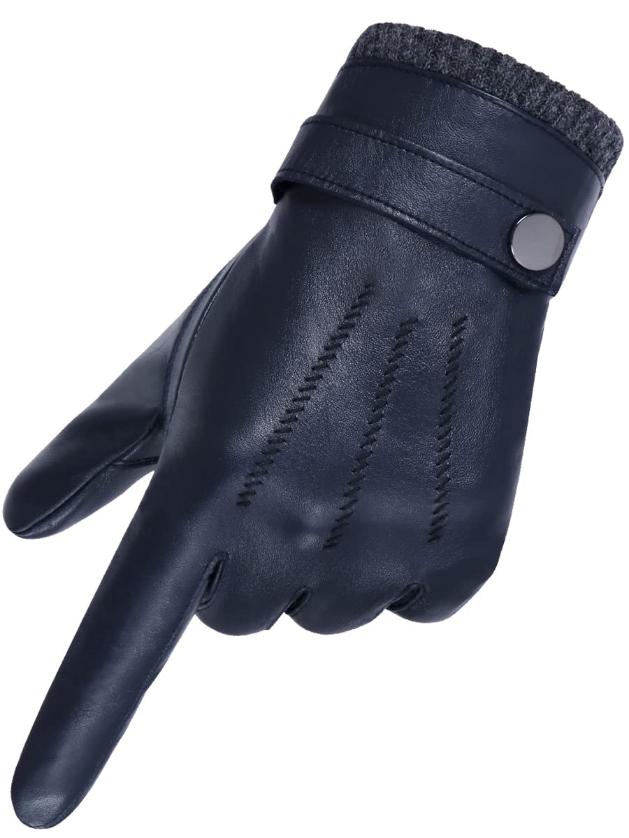 GSG SINCE 1998GSG Mens Genuine Leather Gloves Warm Wool/Faux Fur Lined Sheepskin Gloves Touchscreen M13620