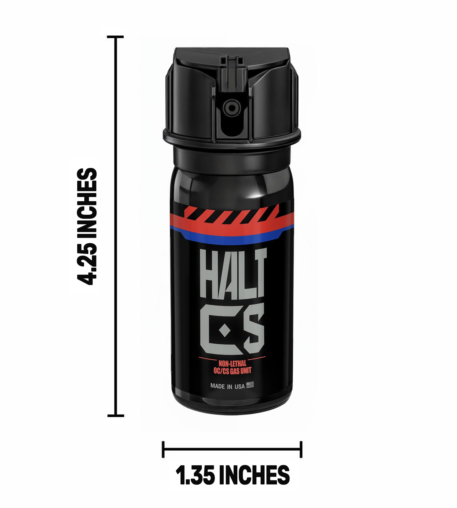 HALT CS (2oz) OC/CS Gas Tear Gas – Maximum Strength OC/CS Gas Pepper Spray for Self Defense – Tactical Protection – 10ft Range (Flip-Top-Safety)