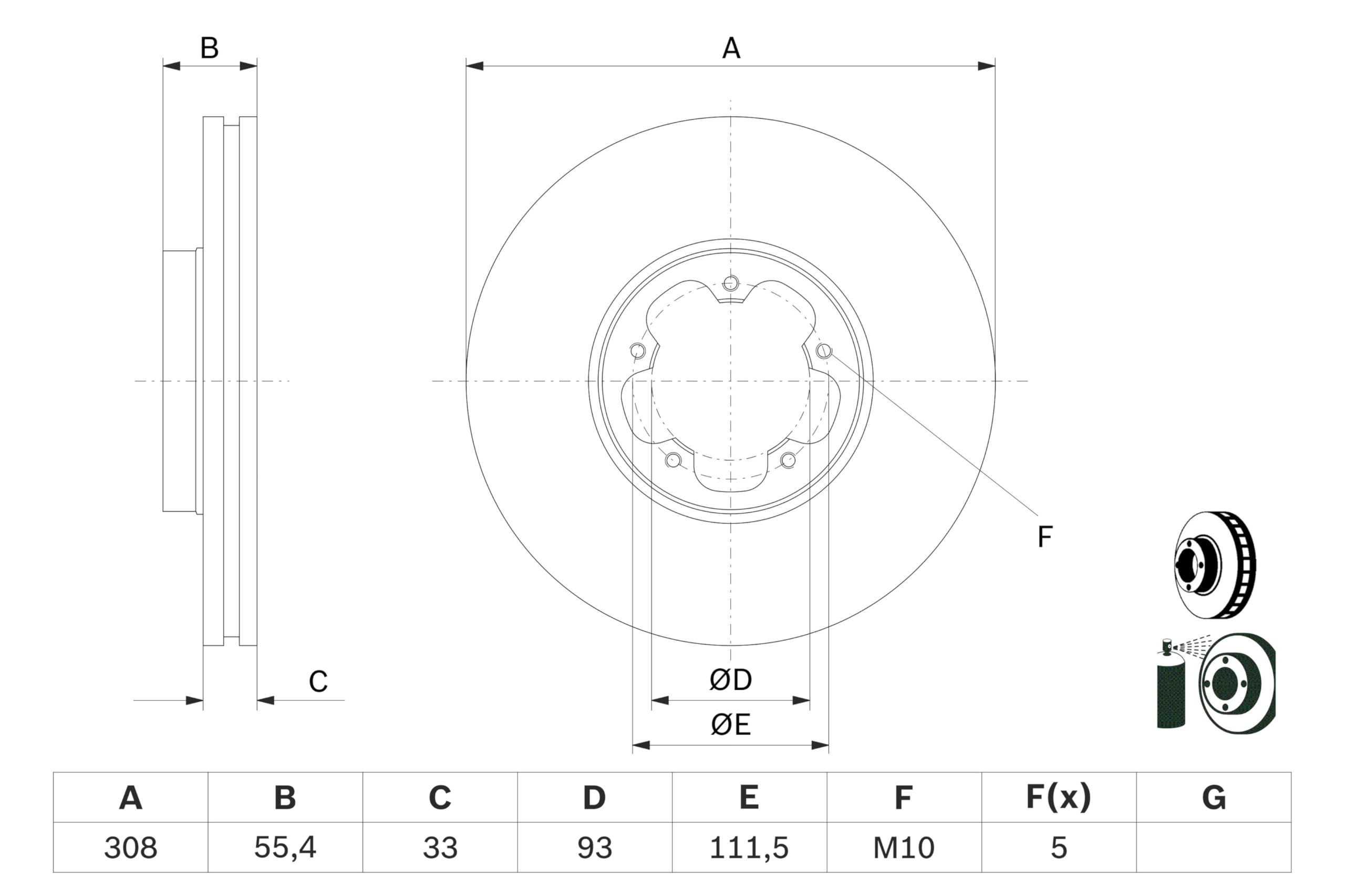 Tarcza Hamulcowa BOSCH 0 986 479 D40 przód 308mm, 2 szt
