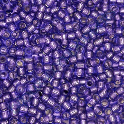 10 g TOHO Round Seed Beads Rocailles, Size 11/0, Silver Lined Purple (# 2224), Japan, Glass — image 1