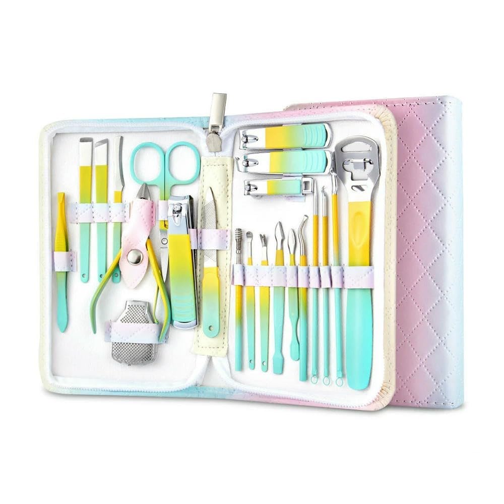 Cortauñas, Juego de cortaúñas manicura 9 a 22 Piezas, Kit Acero Inoxidable, Herramientas for el Cuidado Las uñas, portátil(22 in 1 Set)