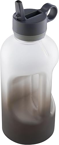 BUILT Botella motivacional Tritan Cascade de 74 onzas con tapa de popote de boca ancha, resistente a la rotura, marcador de tiempo, a prueba de