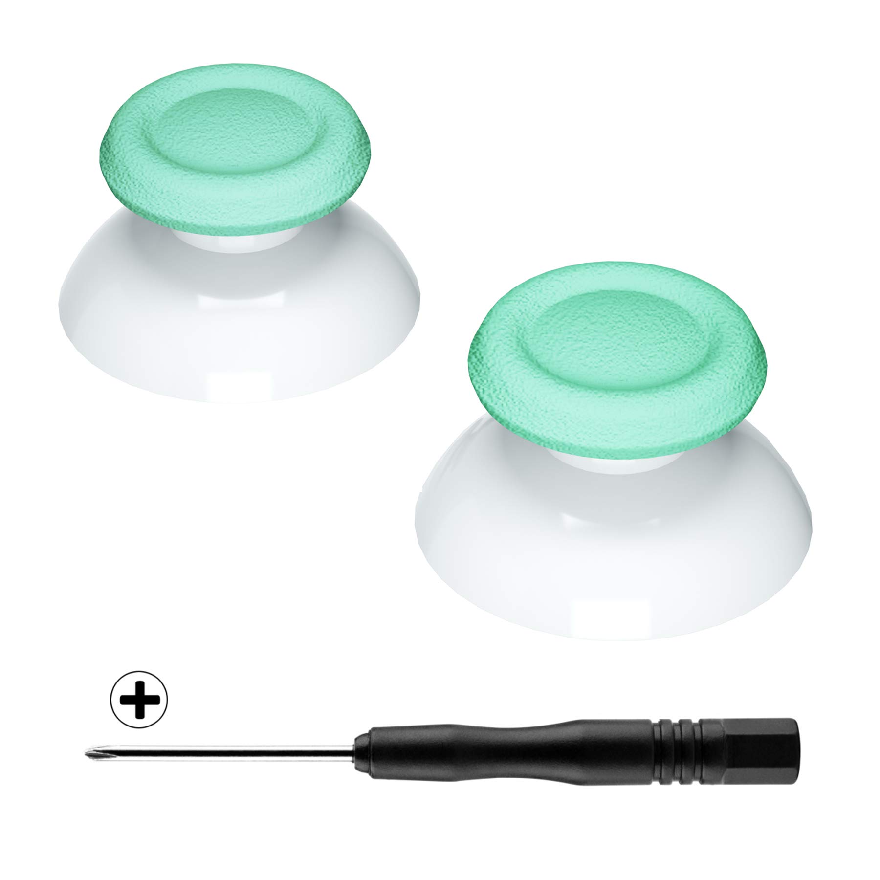 eXtremeRate Mint Green & White Dual-Color Replacement 3D Joystick Thumbsticks for PS5 Controller, Analog Thumb Sticks with Screwdriver for PS4 Slim