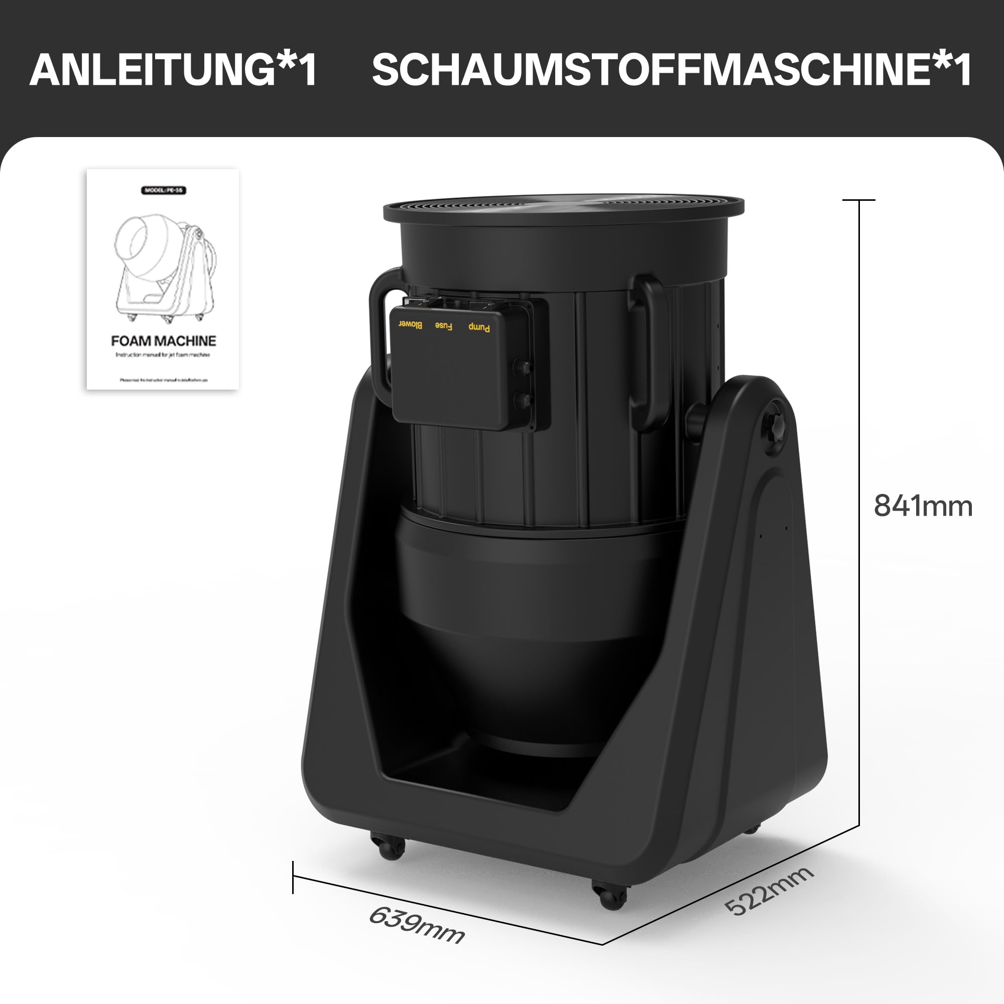 Schiumatrice per feste ed eventi, effetto bolla di sapone, dispositivo di intrattenimento, nero
