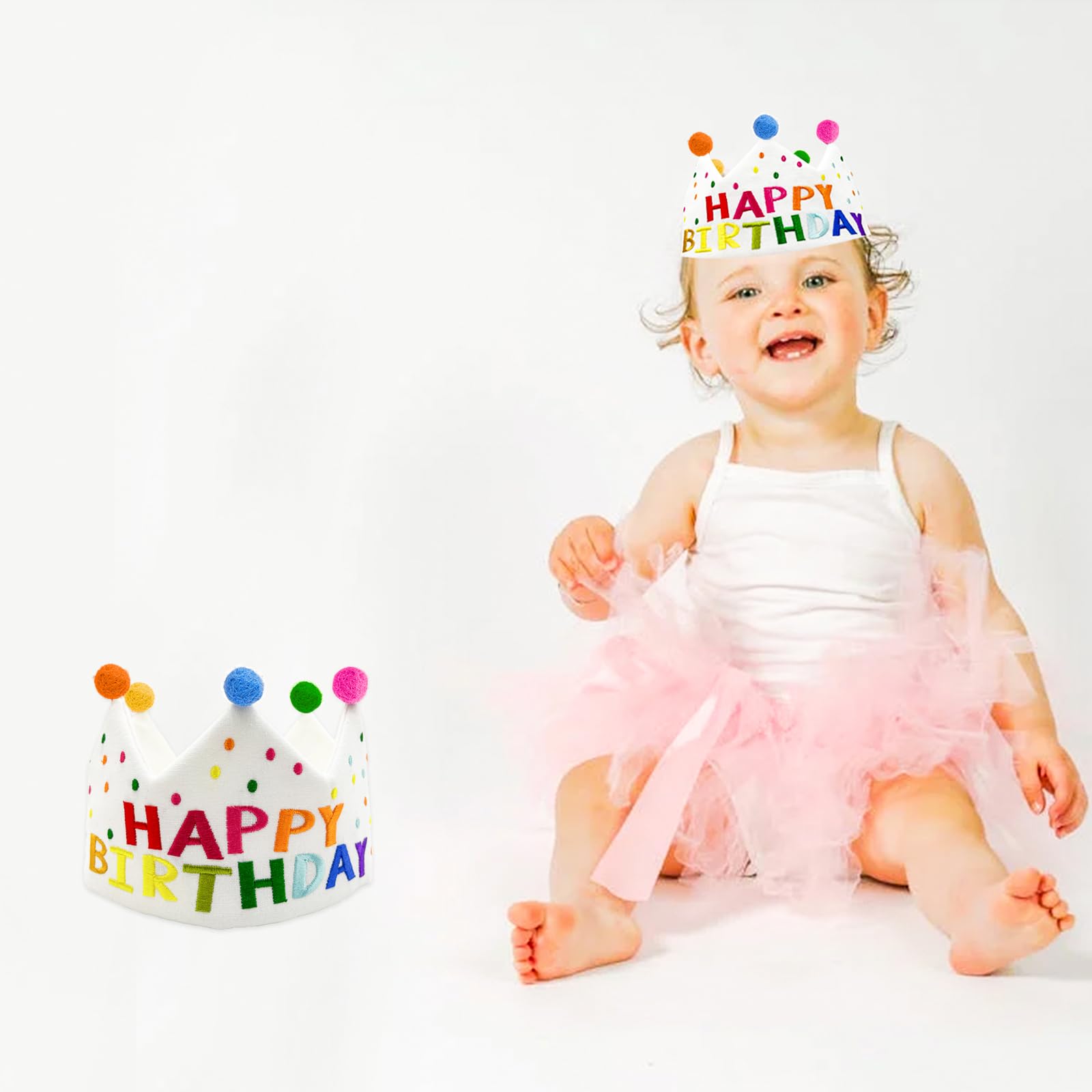 Sombreros de cumpleaños personalizados bordados a mano, corona de feliz cumpleaños, lindo sombrero de fiesta para niño y niña, apto para todas las edades