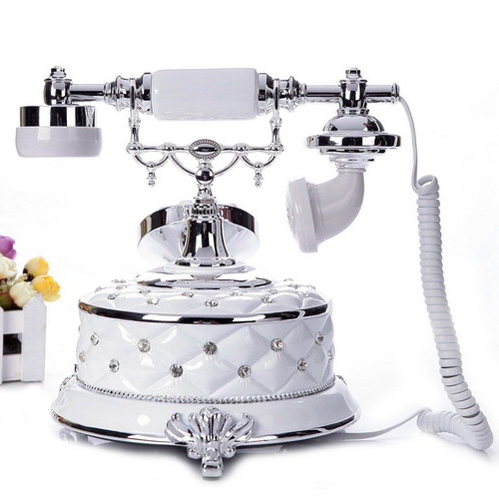 Telefon stacjonarny w stylu retro， Biały żywiczny antyczny europejski styl domowy telefon stacjonarny do biura z identyfikacją dzwoniącego 22x22x22 cm