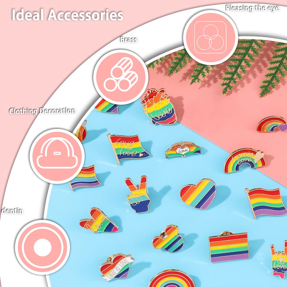 Broche Arcoíris 15 Piezas Pin Arcoiris Metal Broches LGBT Rainbow Esmalte Pines Esmaltados Coloridos para Ropa Bolsa Mochilas