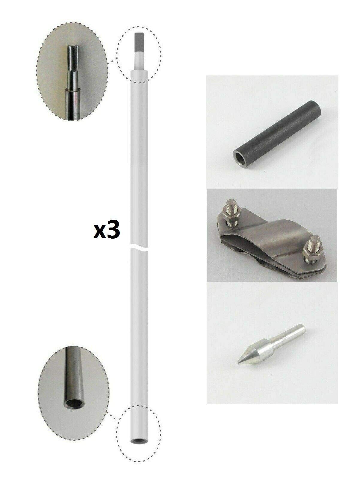Tiefenerder Erder Erdung Staberder Ø20mm V4A Edelstahl SET 1,5m 3,0m 4,5m 6,0m Zusammensetzung (SET 4,5m Ø20 3x1500mm)