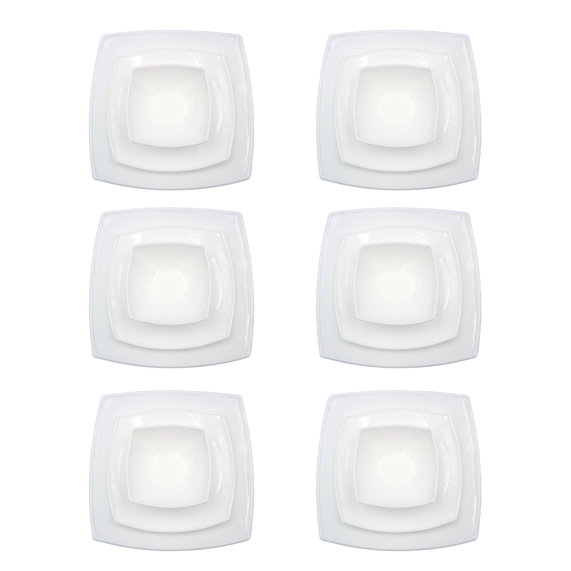 Danny homeOpalware Dinnerware set Dinner,Salad,Dessert,Soup,Bowls,Plates. Dishwasher & Microwave safe, Scratch Resistant use for kitchen resturant 6,12,18 person set (18, Square)