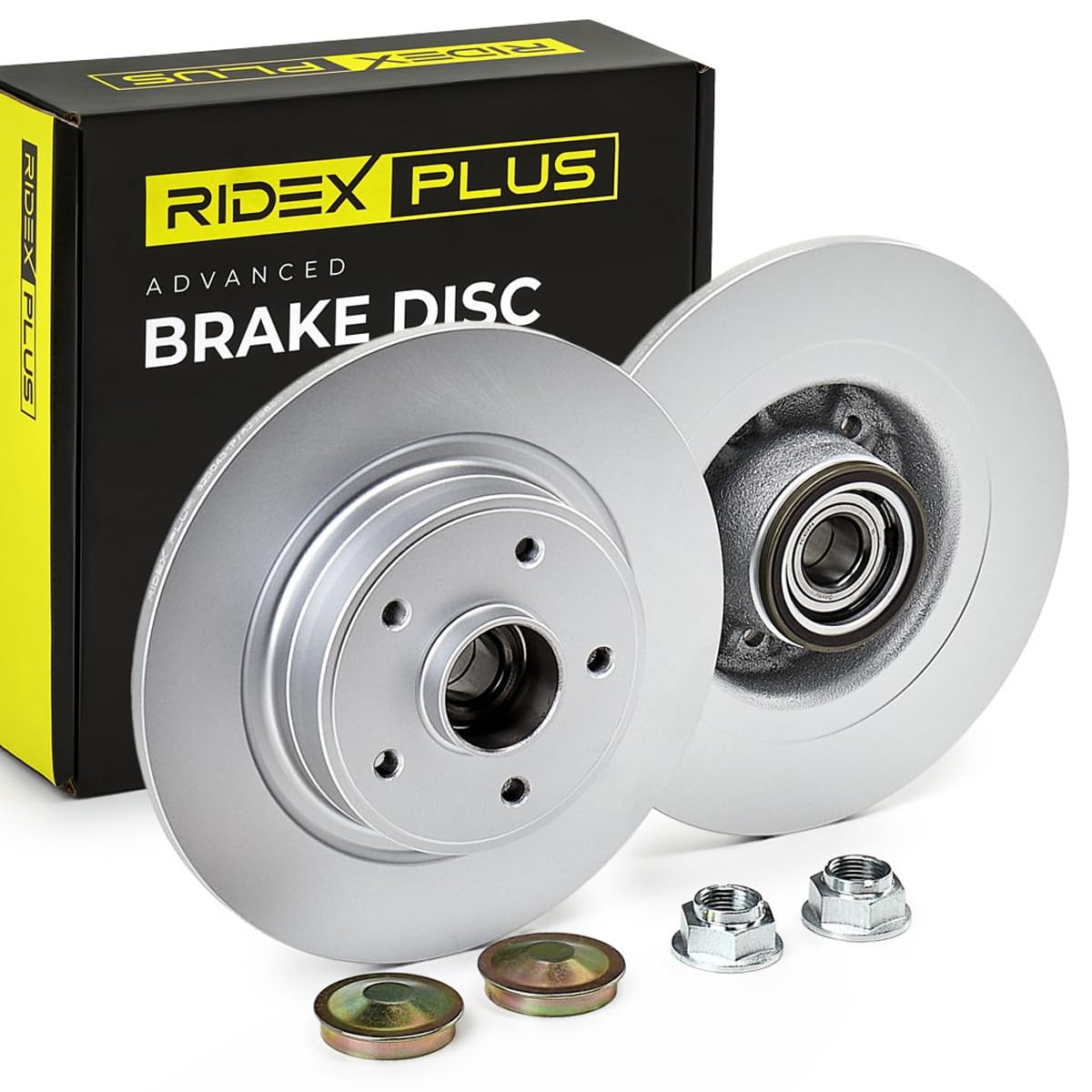 RIDEX PLUS 82B0431P 2x Disco freno Posteriore con dado asse con anello sensore magnetico integrato con cuscinetto ruota senza bullone fissaggio ruota con mozzo portaruota Compatibilità con RENAULT