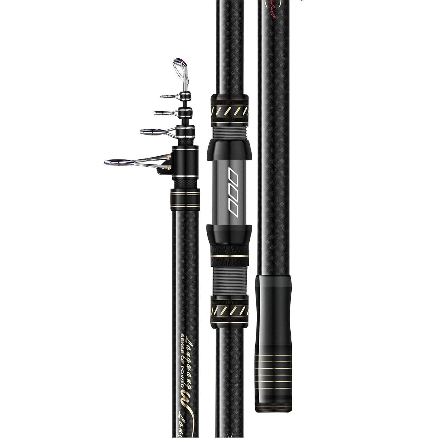 Canna da Pesca telescopica Portatile in Fibra di Carbonio, da 3,6 m a 5,4 m, Ultraleggera, Estremamente Robusta, Canna da Spinning per Viaggi, Gite in Barca e Surf