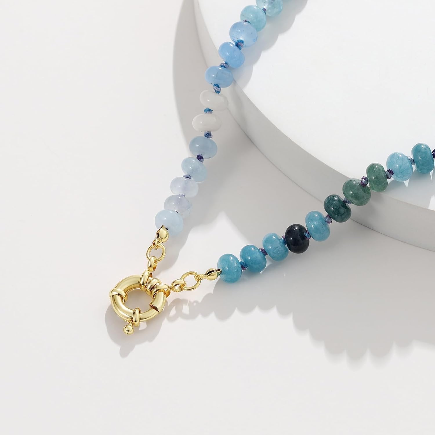 KissYan Beaded Gemstone Necklace for Women, Colorful Boho Bead Choker Natural Stone Surfer Beach Necklaces 14K Gold Plated Summer Handmade Jewelry - Image 6