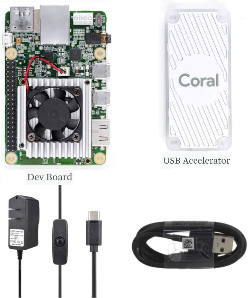 Exclusive: Google Coral Developer Kit Bundle - Includes Google Coral Dev Board, Google USB Accelerator Featuring The Edge TPU, 5V 2.5A USB Type C Power Supply and a USB to Micro USB Data Cable.
