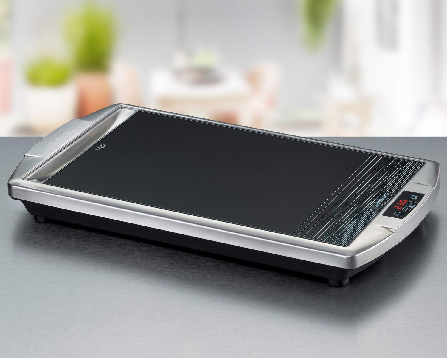ROMMELSBACHER CERAN® Grill CG 2308/TC - SCHOTT CERAN® Grillfläche, 80-280 °C, LED-Display, Touch Control, Edelstahlgehäuse