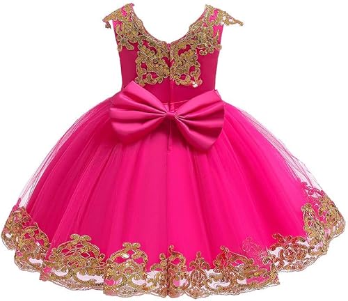 Miniatura 2 de ODASDO Vestido de niña de flores para niña, con lentejuelas, lazo, tutú, princesa, para boda, dama de honor, cumpleaños, fiesta, desfile, 6M-11T