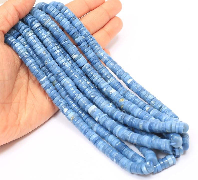 Perles opale bleu fluo 5-7mm pour création de bijoux
