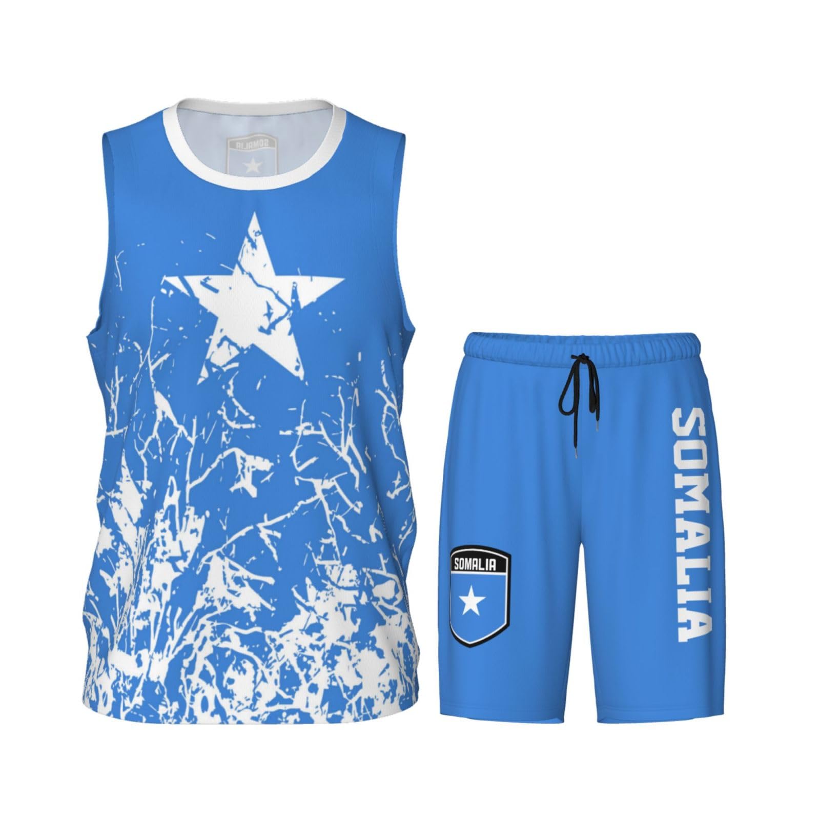 Somalia Flag Grain (1) Basketball Jersey Uniform Suit for Men Adults Training Athletic Set