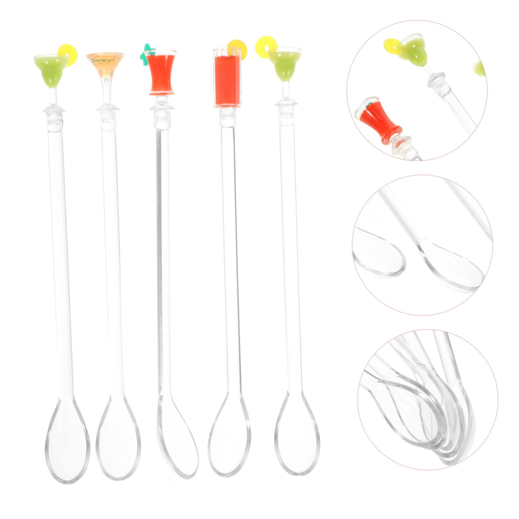 Cabilock 5pcs Swizzle Sticks for Cocktails Lightweight Drink Stirrer Novelty Mixing Rods for Home Bars Parties and Restaurants Random Styles for Cold Tea and Iced